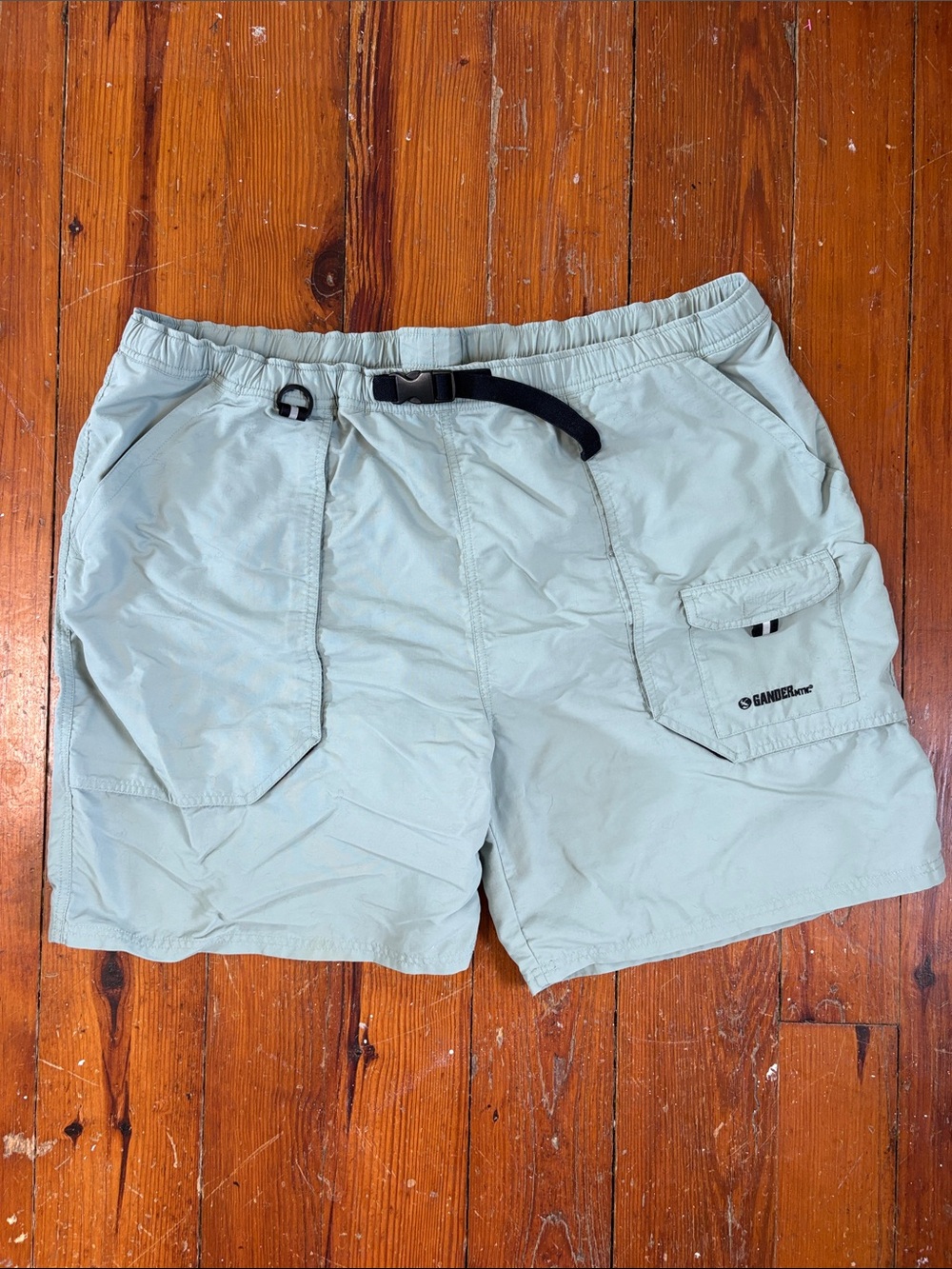 Gander Mountain Light Green Men's Cargo Shorts Belt Size 2XL Gorpcore Hiking